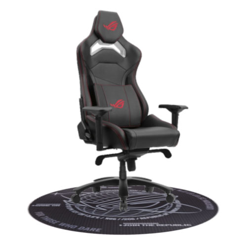 Asus ROG Chariot Core Gaming Chair, Steel Frame, PU Leather, Memory-Foam Lumbar, 4D Armrests, 145Â° Recline *FREE ROG Cosmic Polyester Floor Mat*