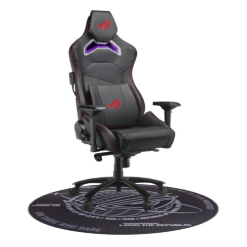 Asus ROG Chariot RGB Gaming Chair, Steel Frame, PU Leather, Memory-Foam Lumbar, 4D Armrests, 145Â° Recline, *FREE ROG Cosmic Polyester Floor Mat*